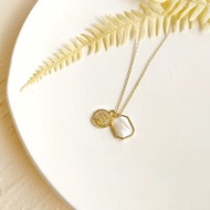 【精緻禮盒】金幣方貝殼項鍊－溫柔的交易 金色 鑲貝 金幣