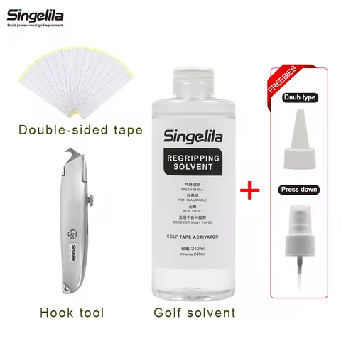 New Golf Club Grip Kit Tape Strips Golf Grip Removal Tool Gripping Solvent Hook Blade Golf Regrippin