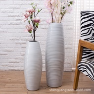 S/🌔Modern Minimalist Jingdezhen Ceramic Large Vase Three-Piece White Ceramic Floor Large Vase Decoration Soft Decoration