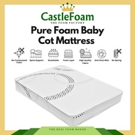 CastleFoam Tilam Bayi / Pure Foam Latex Baby Cot With Quilting Mattress White Baby Mattress- custom size enable