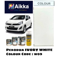 PERODUA Ivory White W09 Aikka Cat Kereta 2k bancuh/ DIY Touch Up Spray Tin Calar Kereta/ Original Co