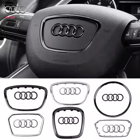 Audi Automobile Steering Wheel Logo Bright Frame Strip Electroplated Car Logo Emblem For A3 A4 B8 8P