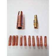 Set Mig Welding Nozzle Welder Torch Nozzles Gold Tip Holder Contact Tips