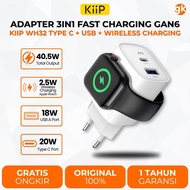 KIIP WH32 Wireless Charging Adapter Charger 3in1 Fast Charging GaN6 22W USB-A USB-C/ iWatch