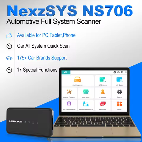 Humzor NS706 Full System Car Diagnostic Scanner PC (Windows) for SAS CVT ABS Gear Learning 17 Reset 