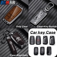 Toyota Wood Texture Car Key Shell Key Case Zinc Alloy Key Cover Smart Key Case Protector Key Buckle 