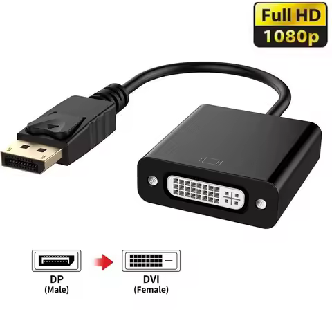 DisplayPort to DVI Cable Adapter Display-Port DP to DVI Video Adapter Converter Cable DisplayPort in