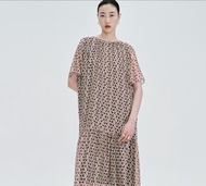 新中式復古中國風  真絲混紡寬松印花連衣裙/洋裝