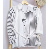 KEMEJA MONALISA STRIPE COMBINATION SHIRT SHIRT/ COMBINATION STRIPE MOTIFWanita TONNI DJAYA/ STRIPE S