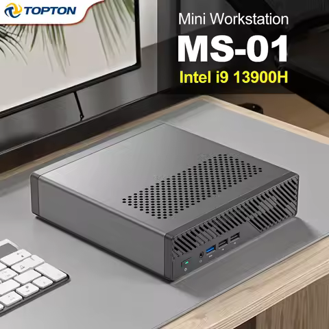 MS-01 Mini Workstation Intel i9-13900H 2x10G SFP+ 2x2.5G LAN 2xDDR5 3xNVMe Thunderbolt4 PCIe x16 Gam