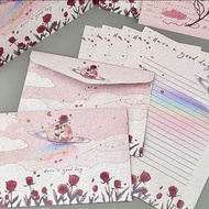 Set of envelopes + letter paper with cute, cute, adorable prints for postcards and gift cards