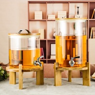 Bình thủy tinh đựng nước chịu nhiệt bình ngâm rượu detox có vòi kèm kệ gỗ sang trọng.