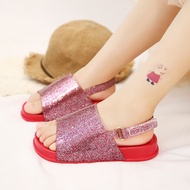 2020 new style flat sandals for boys and girls jelly glitter shoes magic stickers popular Internet celebrity summer trendy children