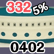 10pcs Chip resistor smd 332 3K3 5% size 0402 1005 3.3Kohm 3.3K ohm 3.3 Kohm 3.3Kohm 3.3Kohm 3.3K ohm