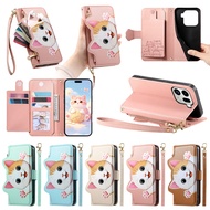 Crossbody Lanyard 3D Cute Cat Wallet Leather Case For Tecno Camon 20 PRO 4G 50 CN5 Spark 20C GO 2024