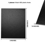 1 Keping Lembaran Plastik ABS Hitam 8" x 12" x 1/4" Tebal (6mm), Lembaran Tegar Nipis Papan Plastik 