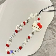 Hello Kitty Mobile Phone Chain diy Lanyard Beaded Ornaments ccd Camera Bag Pendant High-End Feeling 
