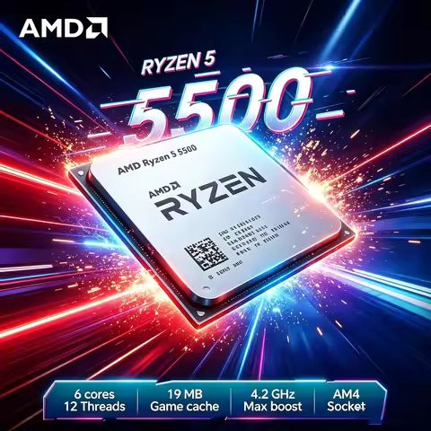 AMD Ryzen 5 5500 R5 5500 Processor CPU 7NM 3.6 GHz 6-Core 12-Thread L3=16M Socket AM4 100-000000457