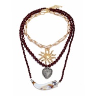 European and American Style Spliced Heart Necklace Vintage Design Multi-element Multi-layer Jewelry 