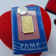 Emas999, Gold Bar Pamp Gold Bar Bunga Rose G20 Gram 1.6cm Pd 300143 P414