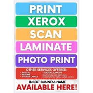 PRINT XEROX SIGNAGES A4 SIZE  EDITABLE CUSTOMIZED