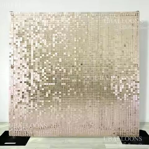 49pcs Champagne Gold Shimmer Wall Panels 7x7FT Matte Beige Gold Sequins Backdrop Panels for Wedding 