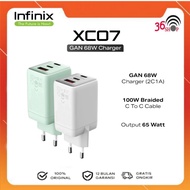 Infinix Charger Kit XC07 - Gan 68W Charger - 2C1A - Free XDC95 | 100W Braided C to C Cable Official 