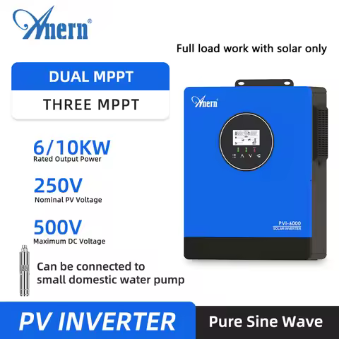Anern 6KW 10KW Photovoltaic Inverter Solar Dual Three MPPT 220Vac 1.5P 3P Motor 2/3PV Inverter Max 5