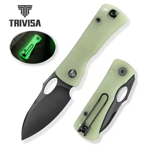 TRIVISA Pocket Folding YD02-TG-14 Knife14C28N Blade Fluorescent G10 Handle High Quality Outdoor Surv
