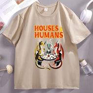 T-shirt Houses and Humans Kasual Lucu untuk Pemain Game T Shirt Lelaki Wanita Vintage 90-an Lengan P