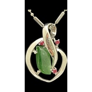 項鍊墜子(不含項鍊)-台北市瑞泰當舖流當品A0524，玉石紅寶石點綴，簡約優雅 銀色