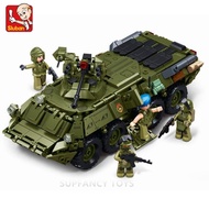 NEW Sluban 611PCS Military BTR-80AS IFV Armored Personnel Carrier Building Blocks Kit Model Bricks E
