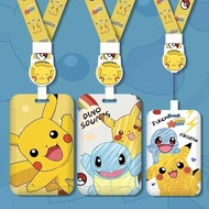 Pokemon Pikachu card holder funny cartoon cute subway bus bank card lanyard anti-lost protection acc