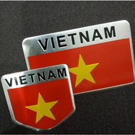 Tem nhôm cờ Việt Nam dán trang trí xe ô tô xe máy dán trang trí decor chất liệu hợp kim nhôm.