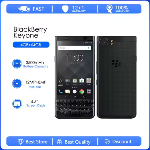 BlackBerry Keyone Refurbished-Original Key1 Octa-core 12MP 4.5" 3GB 4GB RAM 32GB 64GB ROM 3G 4G LTE 