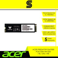 ACER Predator GM7000 PCie 4.0 M.2 SSD with Heatsink 7400MB/s (512GB/1TB/2TB)