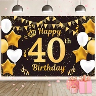 1PC Black Gold High-End Atmosphere 40th Birthday Party Cake Table Supplies Decorative Back Cloth Ban