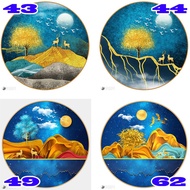 HD round wall painting Pair of golden deer next to the tree of fortune TRON43-44-49-62 Size 60 x 60 