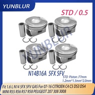 STD / 0.5 Piston & Ring Kit Fit 1.6 L N14 5FX 5FV GAS For 07-16 CITROEN C4 C5 DS3 DS4 MINI R55 R56 R