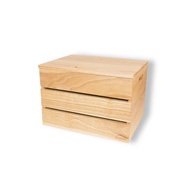 MINIWOOD ลังไม้ กล่องไม้ wooden box ชั้นวางของ DIY ไม้ยางพารา SIZE L 35x26.5x23 cm.