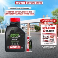 Combo MOTUL SCOOTER EXPERT LE 10W40 0.8L Scooter Lubricant and MOTUL SCOOTER GEAR PLUS 80W90 0.120L 