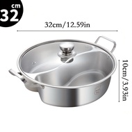 Covered Dual Flavor Hot Pot Integrated Mandarin Duck Pot Thickened Home Use Chinese Hotpot Stainless