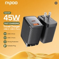 Rapoo QC07 USB & Type-C Port Fast Charging Adopter
