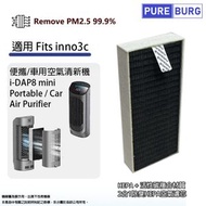 淨博 - 適用於inno3c i-DAP8 mini 便攜 / 車用空氣清新機 活性碳HEPA 2合1 替換用濾網濾芯