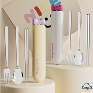 304L Stainless Steel Bow Tie Tableware Set | Portable Three-Piece Set Cutlery For Student Kotak Kutl