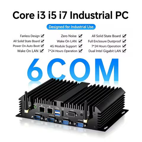 MSECORE MK600 Fanless Industrial Mini PC Intel i7‑5500U Dual Gigabit LAN RS232 6*COM/2*COM HDMI VGA 