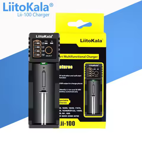 LiitoKala Lii-100 Battery Charger For 18650 18350 26650 16340 RCR123 14500 3.7V 1.2V Ni-MH Ni-Cd 2A 