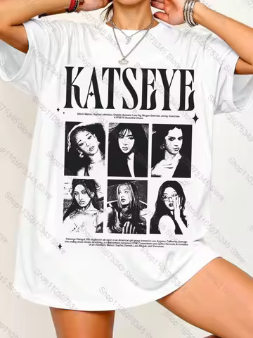 Kpop Tee Shirt Oversized Y2k Gabriela Katseye Beautiful Chaos Tracklist Katseye World Tour T-shirt W