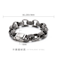 KALEN สร้อยข้อมือสแตนเลสแบบ Punk Link สายโซ่เครื่องประดับสายรัดแขนหนาแบบลึกลับ