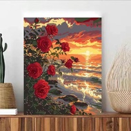 sea rose paint by number acrylic paint diy hand-painted landscape decorative painting meaningful gift 20x30/30x40cm